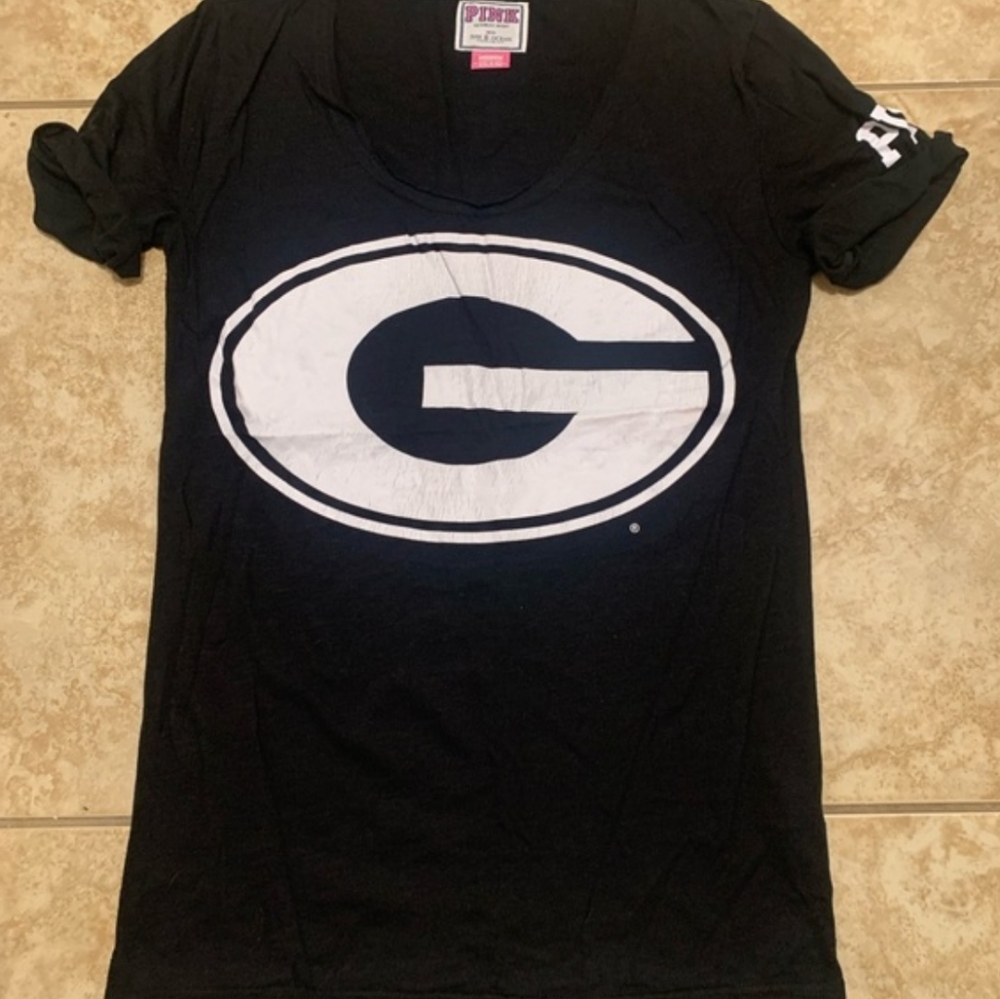 PINK Victoria's Secret Black Tee with Red Georgia Bulldog Graphic - Picture 2 of 2